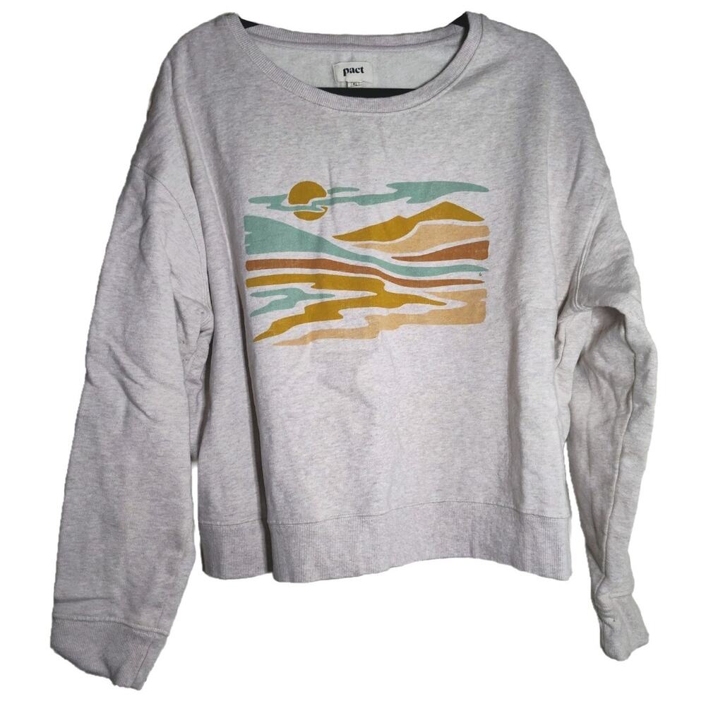 Pact Sunset Crewneck Gray Women's Sweatshirt Size XL
